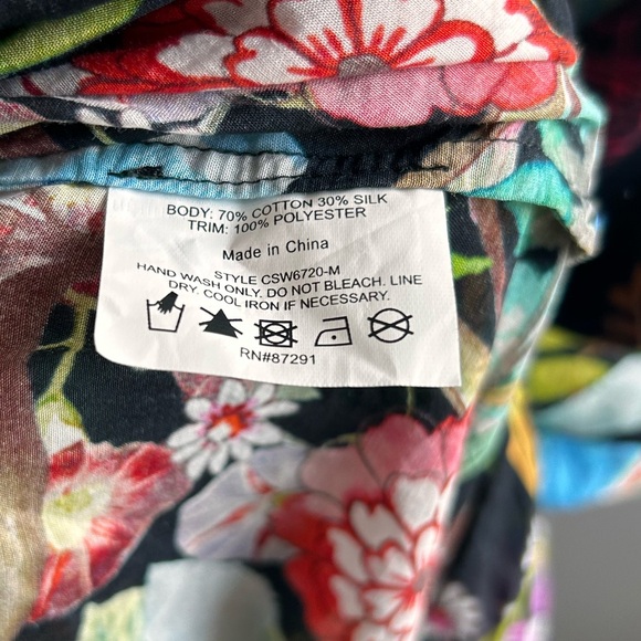 Johnny Was Dreamer Long Kaftan Maxi Dress Boho Floral Silk Blend Size L - Picture 8 of 10